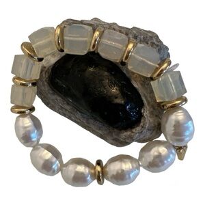 NWOT | OE | Freshwater Pearl & Clear Bead Bracelet
